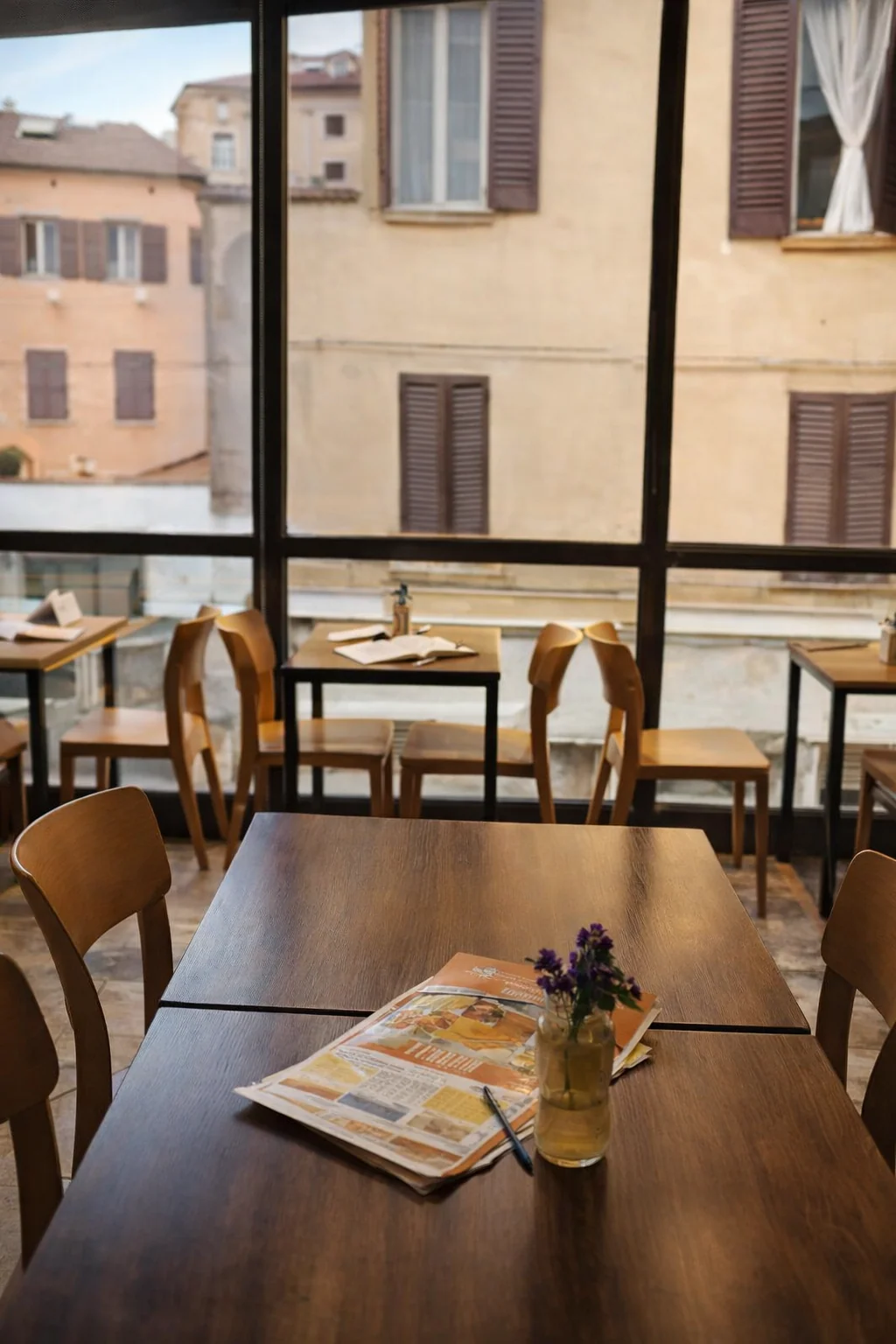 Angolo studio con tavoli nell'aula relax