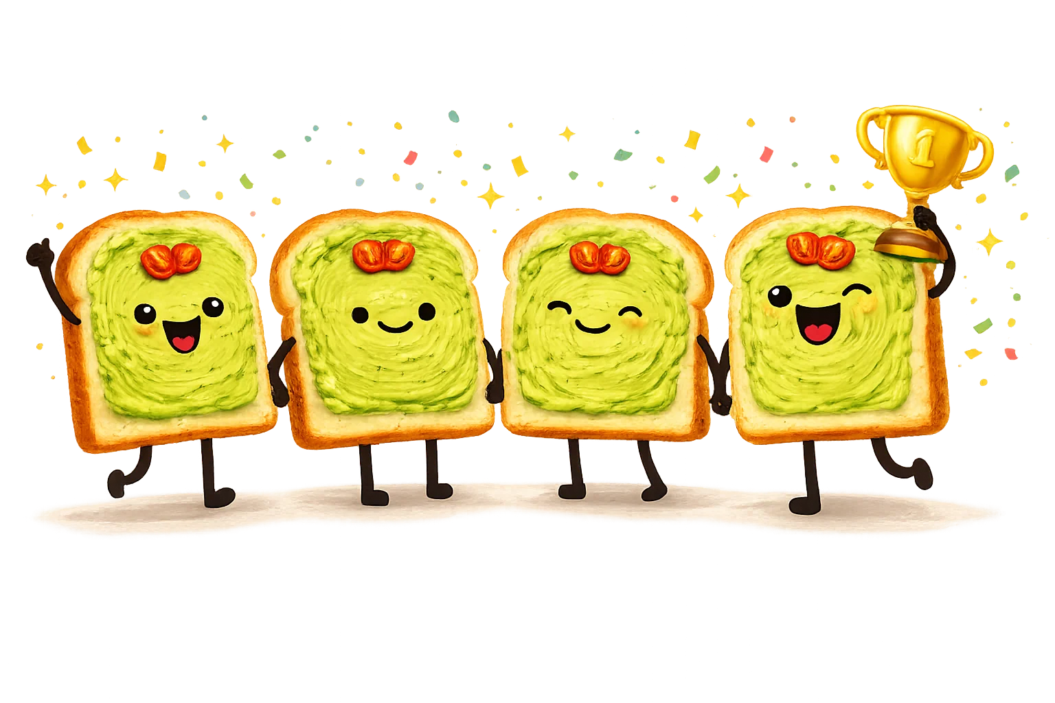 4 toast amici che si divertono